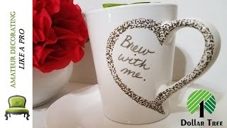DIY Dollar Tree Valentine Heart Mugs - Personalized Coffee Mugs