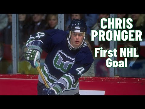 Chris Pronger #44 (Hartford Whalers) first NHL goal Nov 6, 1993 (Classic NHL)