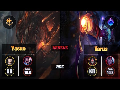 Ruler YASUO (ADC) [Conqueror] VS VARUS - Grandmaster KR Patch 10.8