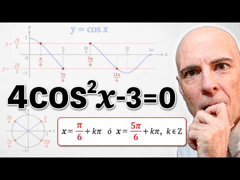 RESOLUCIÓN DE ECUACIÓN TRIGONOMÉTRICA CON COSENO AL CUADRADO. 4cos²x-3=0.