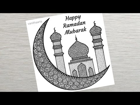 Ramadan Mubarak Mandala Art How to Draw Mandala Art for Beginners halfmoon vanithaarts ramazan