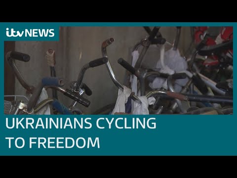 Cycling to freedom: The perilous bike trip Ukrainians face to escape Russian forces | ITV News