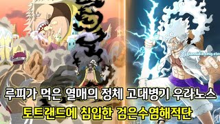 [원피스 1046화 심층분석]루피가 먹은 열매의 정체 고대병기 우라노스 그리고 토트랜드에 침입한 검은수염해적단