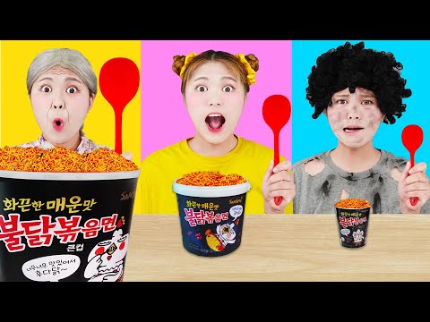 Big, Medium and Small Food Challenge by Mukbang Giant vs Tiny Food by HIU 하이유