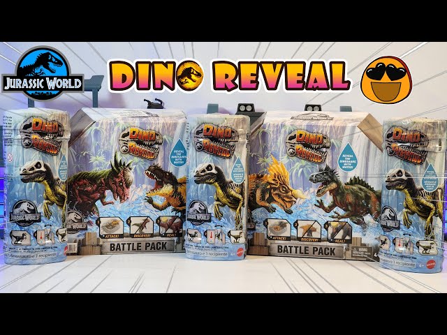 Vídeo relacionado con Mattel Jurassic World Dino Revelación Juguetes de dinosaurio, con sorpresa al abrir el embalaje y revelación de la decoración completa con agua templada, JDC52