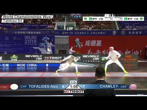 2018 244 T64 27 M F Individual Wuxi World Championships RED CHAMLEY WATSON USA vs TOFALIDES CYP