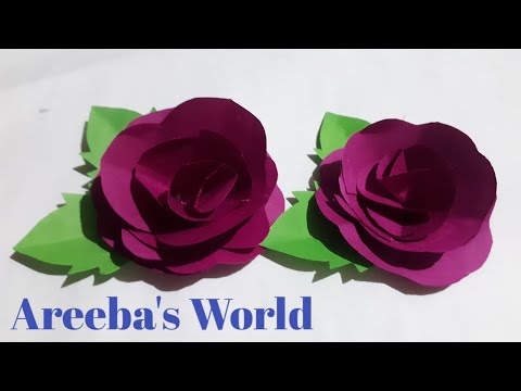 diy easy paper rose flowers / paper rose/ Areeba's World