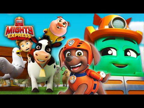 VERY Funny Farm Animals! Mighty Express Trains + PAW Patrol #19 - Mighty Express Official