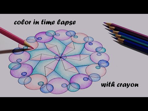 self-created mandala coloured with crayons
