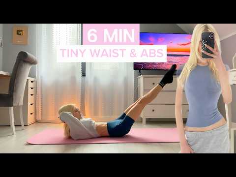 6MIN TINY WAIST PILATES //  Belly Fat Loss & Slim Waist Workout