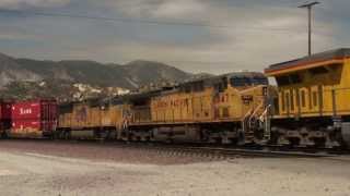 preview picture of video 'Union Pacific intermodal at Alray, Cajon Pass, Ca'