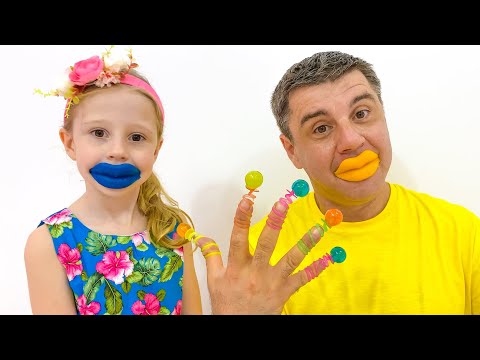 Nastya and dad - jokes with sweets