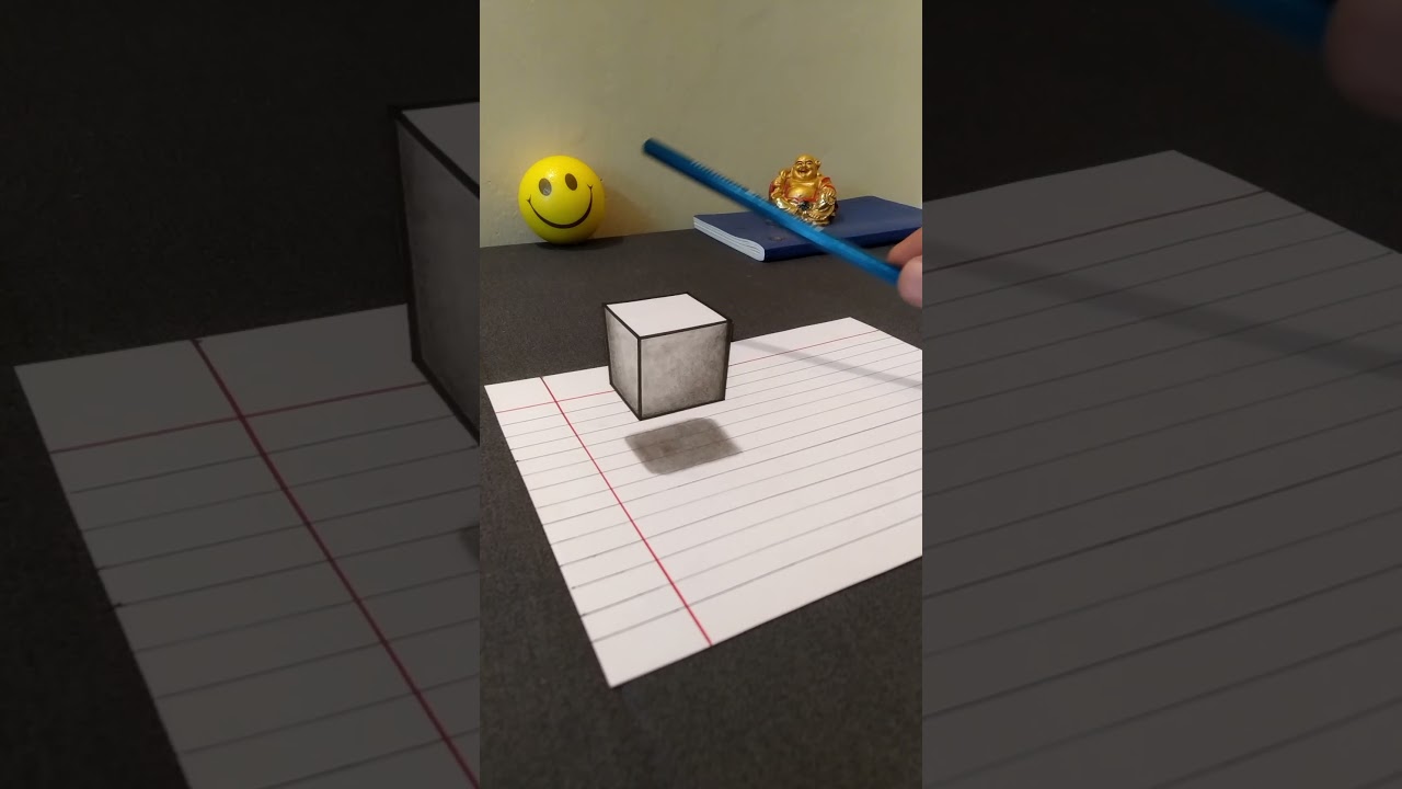 Floating Cube illusion Drawing | Anamorphic illusion - YouTube