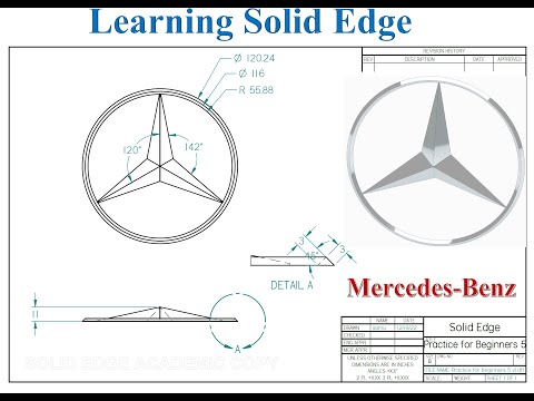 Solid Edge 2023 Tutorial - Practice for Beginners # 5 - Mercedes-Benz Logo