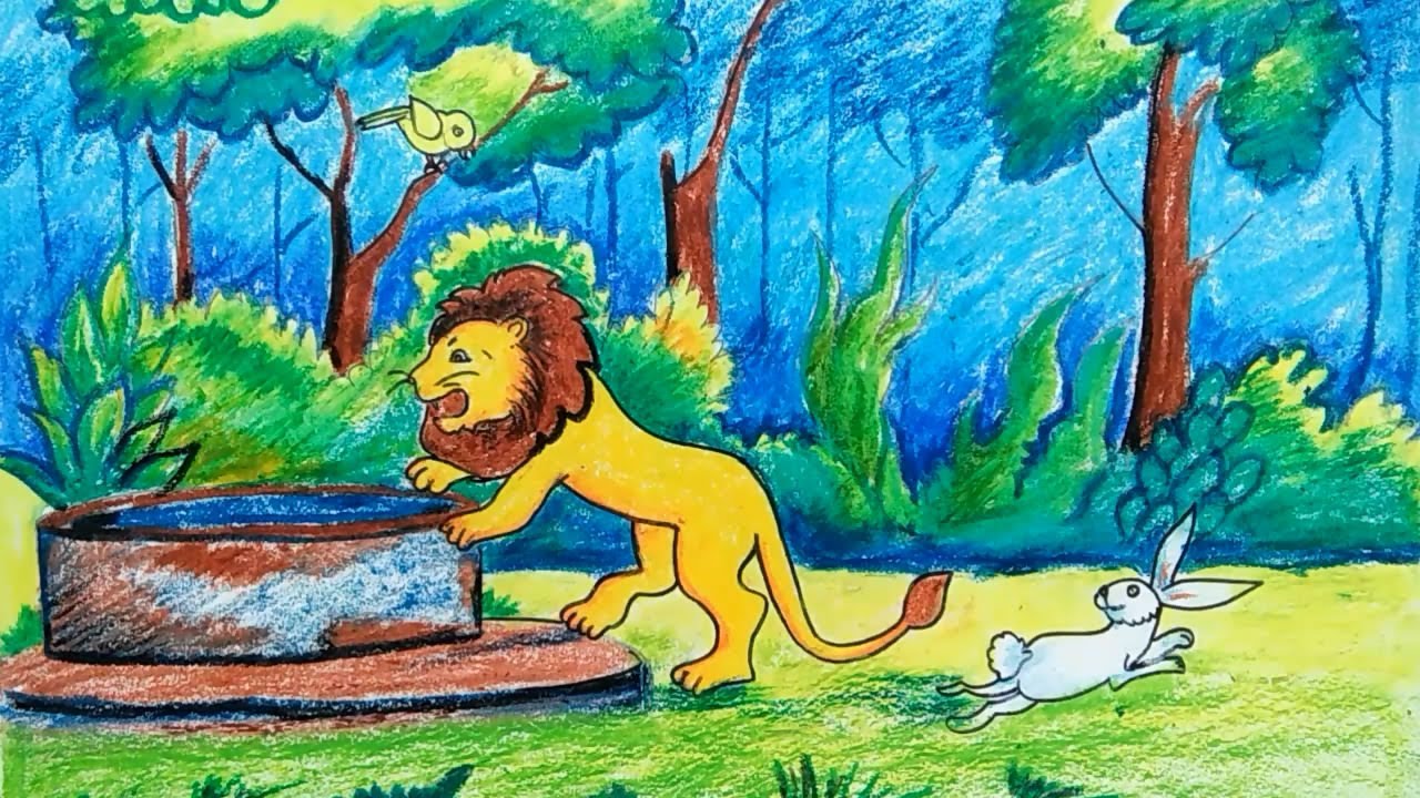 Watch video how to draw lion or rabbit story drawing | lion drawing Now how to draw lion or rabbit story drawing | lion drawing