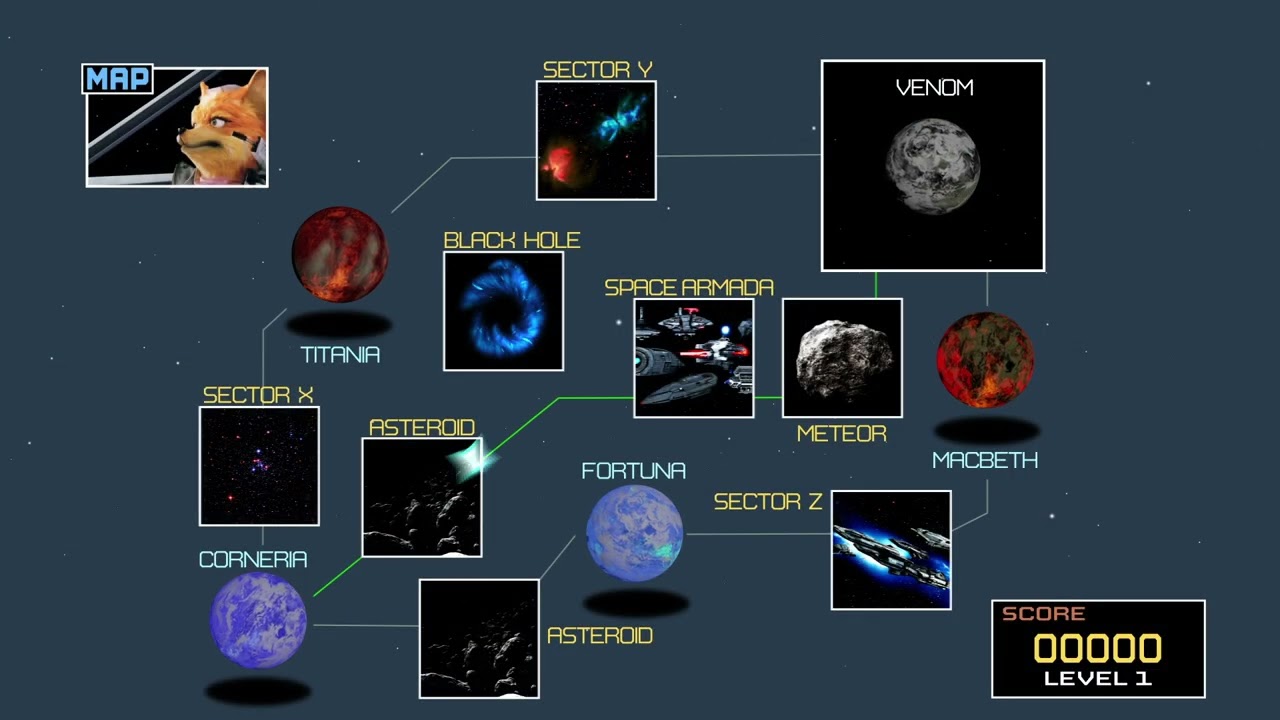 Star Fox - Controls & Course Map Select (Remake)