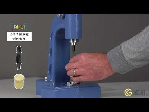 Kniehebelpresse - Ringfeder Druckknöpfe sicher setzen