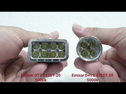 Emisar DT8 8xSST20 5000k - Emisar D4V2 4xSST20 5000k turbo comparison
