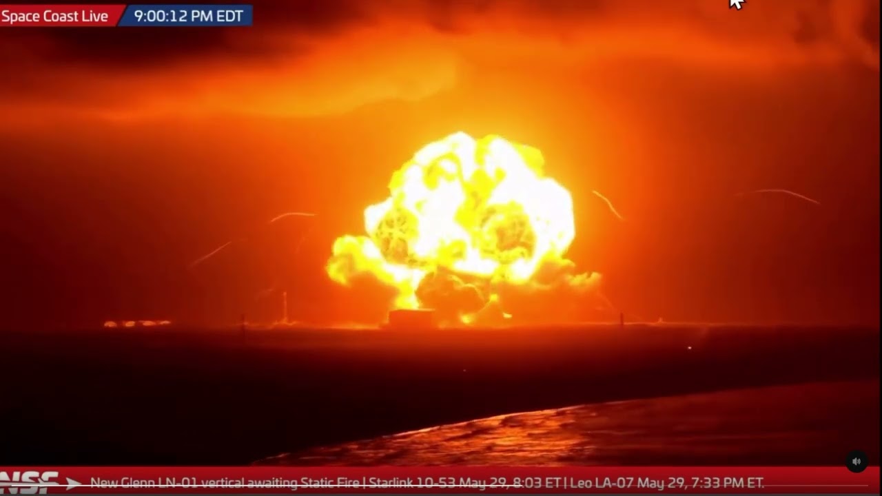 Blue Origin New Glenn spacecraft exploding at NASA Cape Canaveral launch complex 36. - YouTube
