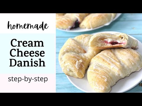 Homemade Cheese Danish Recipe from scratch! Choose from cream cheese, blueberry or cherry.