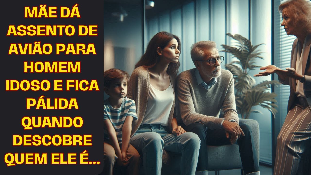 Mãe dá assento de avião para homem idoso e fica pálida quando descobre quem ele é...