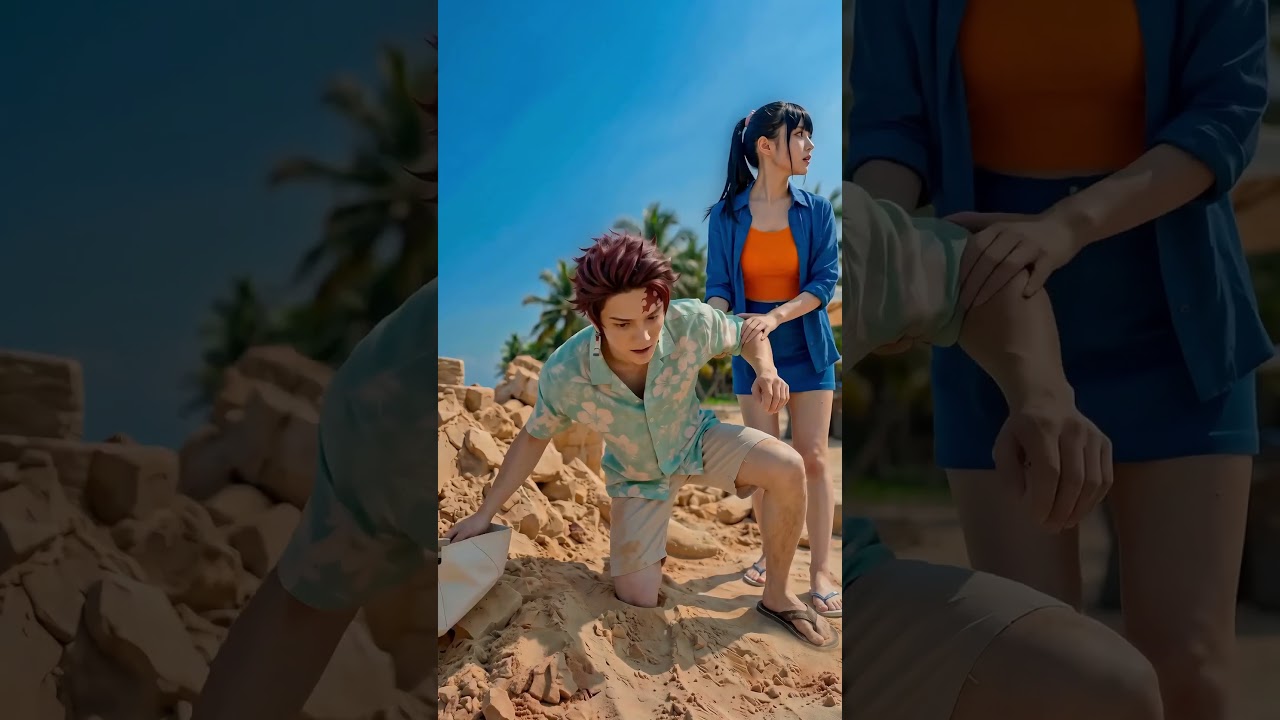 Tanjiro created an amazing sand sculpture but failed to share it with his bros#demonslayer #tanjiro