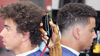 HAIRCUT TUTORIAL: TRANSFORMATION CURLY TOP BLURRY FADE