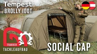 Trakker Tackleaufbau #8: Tempest Brolly 100T Social Cap | die hohe Version mit Platz für 2 Liegen