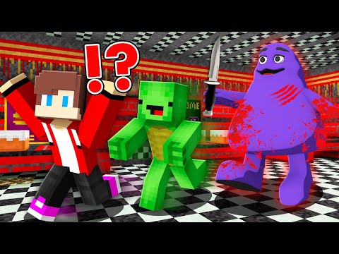 JJ and Mikey ESCAPE Scary GRIMACE SHAKE Mc Donald’s in Minecraft - Maizen