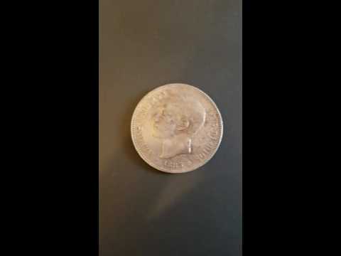 Spanish silver coin from 1885 King Alfonso XII