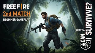 Free Fire Beginner Gameplay 🔥 | Solo Practice | Second Match | First Time Playing