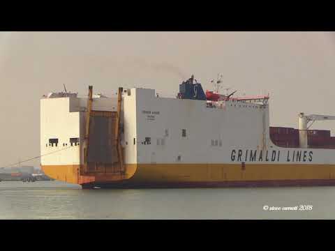 Grimaldi Lines RORO-CC 'Grande Ghana' arrival Southampton from Portbury 21/02/18