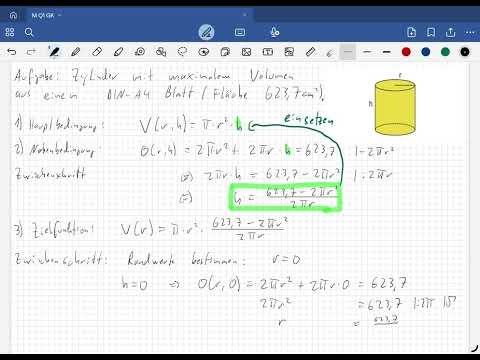 Zylinder mit maximalem Volumen (Extremwertaufgabe)