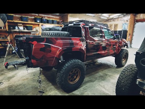 Ultimate Toyota Tacoma build episode 7. Body Work Fiberglass And Wrap! Almost Trail Ready!