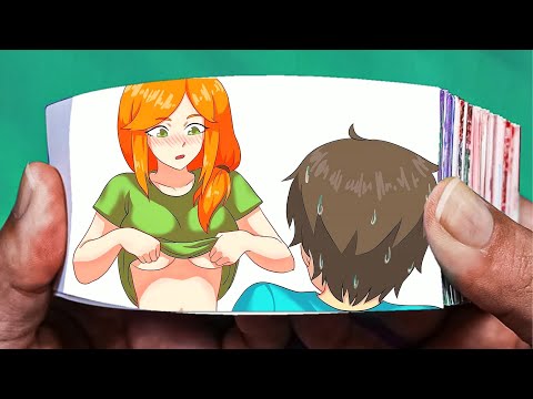 Minecraft kiss | Alex and Steve Kiss | Minecraft kiss animation Flipbook | Steve i'm stuck Ep 3