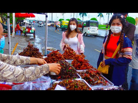Cambodian Exotic Food - Fried Spider Cricket Giant Water Bug & More