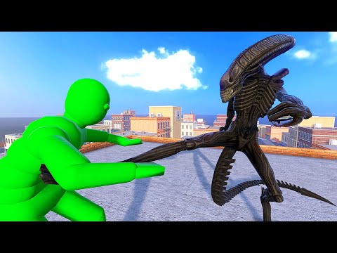 ALIEN vs Ragdoll Army - Overgrowth Mods Gameplay