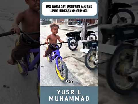 Lucu Banget! Saat bocah viral yang naik sepeda ini dikejar dengan motor #shorts