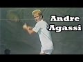 15 yr old Andre AGASSI practicing forehand,