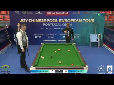 Nils Johanning VS Mark McGauley - Stage 1 - 2019 Joy Chinese Pool Euro Tour Portugal Open
