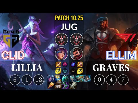 GEN Clid Lillia vs T1 Ellim Graves Jungle - KR Patch 10.25