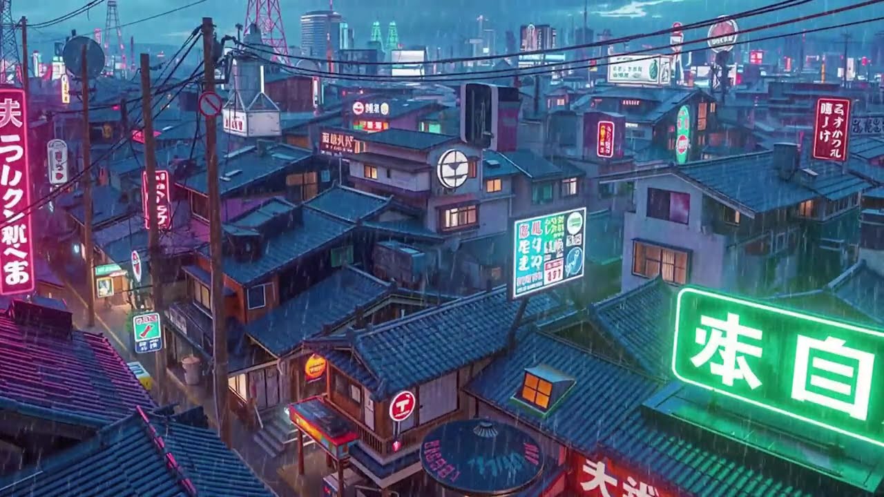 Lofi Hip Hop Beats 🎧 1980s & 90s Retro Vibes & Nostalgic Japanese Town Ambience 🌆 Lofi Rain Playlist
