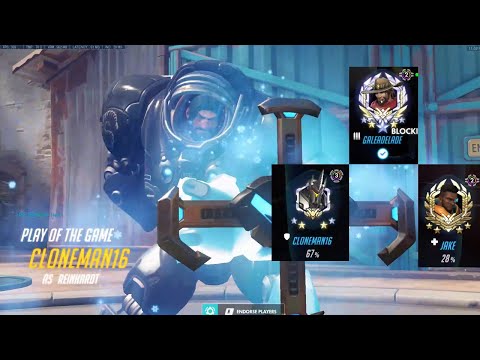POTG! CLONEMAN16 + GALE + JAKE! CRAZY REINHARDT PLAYS! OVERWATCH GAMEPLAY SEASON 27 TOP 500