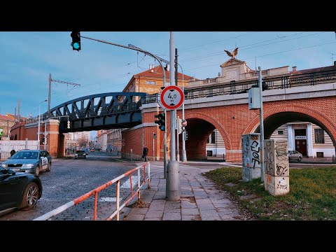 DIFFERENT PRAGUE - Karlin Hood Walk 4K - Relaxing Winter Ambience - Virtual Walk Tour HDR ASMR