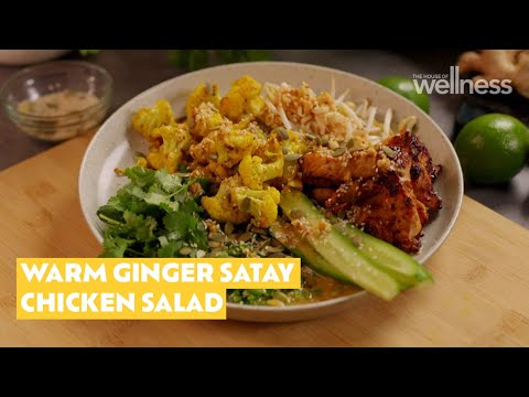 Zoe’s warm ginger satay chicken salad with turmeric cauliflower