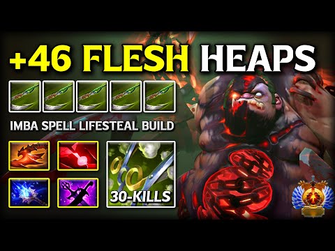 EPIC 46 FLESH HEAPS MONSTER MID Pudge With IMBA Spell Lifesteal Build 100% Dominated Ember Spirit