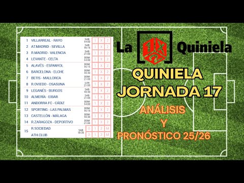 QUINIELA JORNADA 17 | ANÁLISIS Y PRONÓSTICO | HugoXL