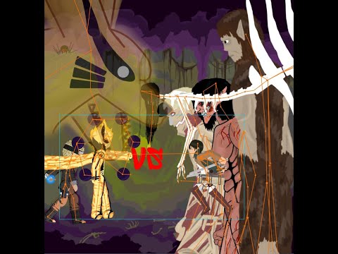 Uzumaki Naruto Kurama vs Attack on titan . Drawing cartoon 2 Animation.