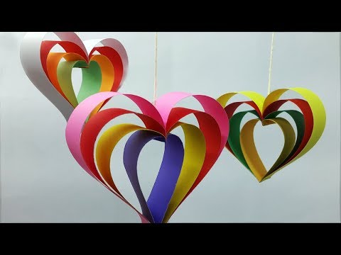How to make 3D Paper Heart Wall Hanging-origami heart...
