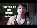 PEAK WEEK & POST SHOW GUIDELINES | Ilang weeks ba dapat mag prep at mga dapat kainin after show |